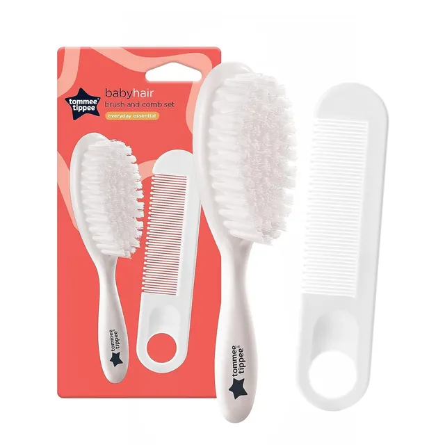 tommee-tippee-essential-basics-set-de-cepillo-y-peine-para-beb-con-cerdas-blanda image 1