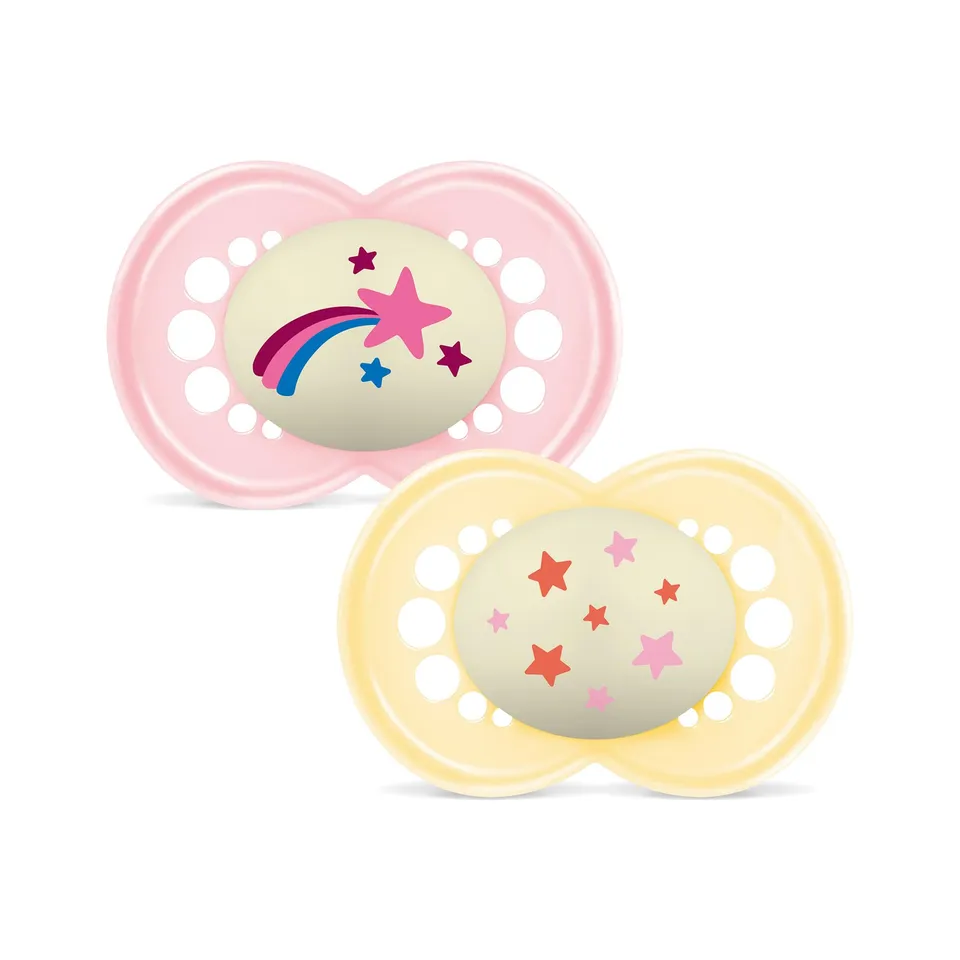 mam-chupete-original-noche-16-meses-rosa-brillante-2-uds-tetina-skinsoft-silicon image 1
