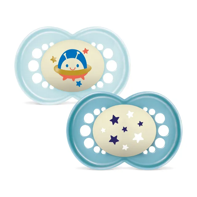 mam-chupete-original-noche-6-meses-azul-brillante-2-uds-tetina-skinsoft-silicone image 1