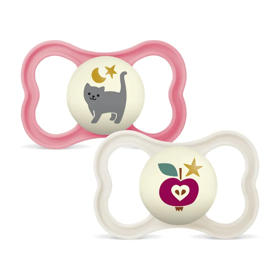 mam-supreme-pack-de-2-chupetes-16-meses-rosa-mate-escudo-ventilado-que-brilla-en image 1