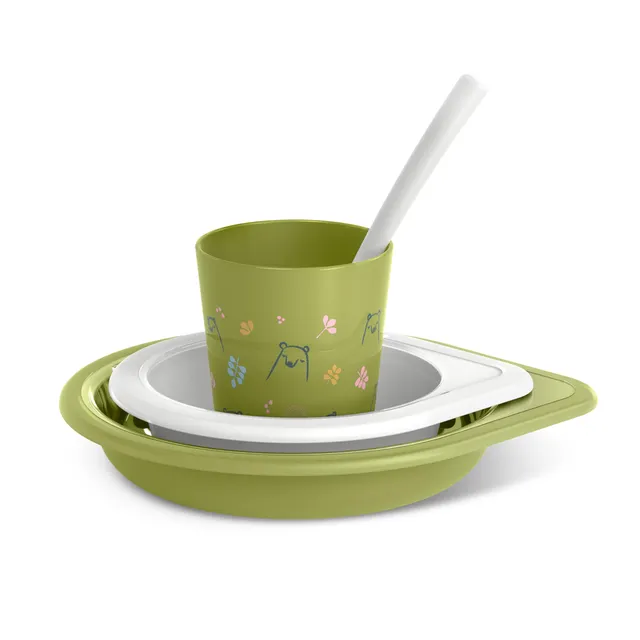suavinex-vajilla-de-aprendizaje-para-beb-s-bears-verde-6-meses-set-con-vaso-plat image 1