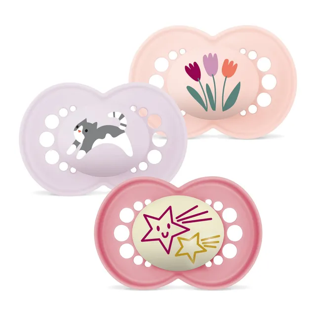 mam-chupete-original-6-meses-pack-3-uds-2-d-a-1-noche-luminosa-rosa-mate-tetina- image 1
