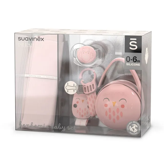 suavinex-set-regalo-reci-n-nacido-bonhomia-rosa-4-piezas-muselina-chupete-sx-pro image 1