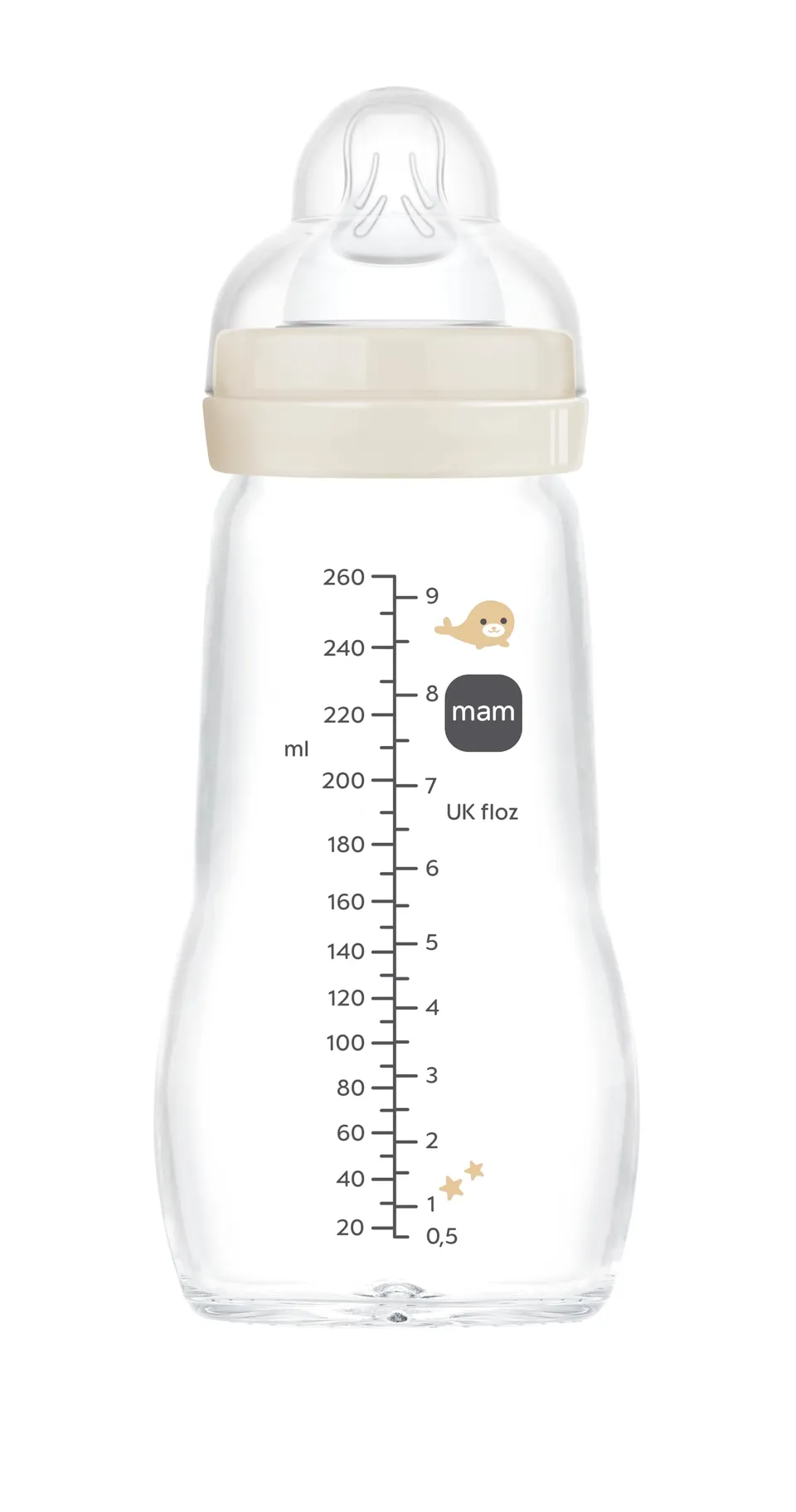 mam-feel-good-biber-n-de-cristal-260-ml-2-4-meses-tetina-2-de-flujo-medio-skinso image 1