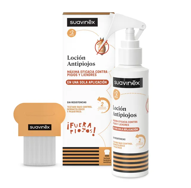 suavinex-pack-loci-n-antipiojos-y-liendres-spray-125-ml-lendrera-met-lica-2-a-os image 1