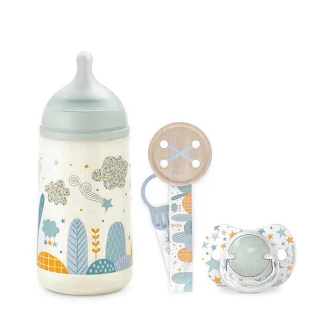 suavinex-pack-regalo-reci-n-nacido-dreams-verde-biber-n-antic-lico-270-ml-flujo- image 1