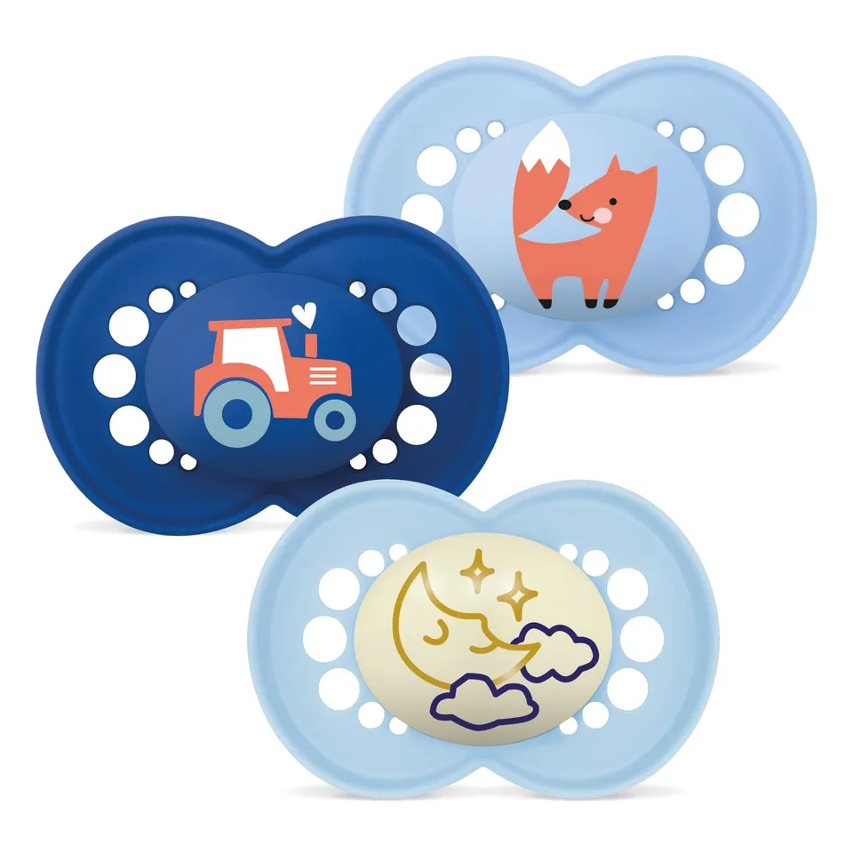 mam-chupete-original-6-meses-d-a-y-noche-azul-mate-3-uds-tetina-skinsoft-sim-tri image 1