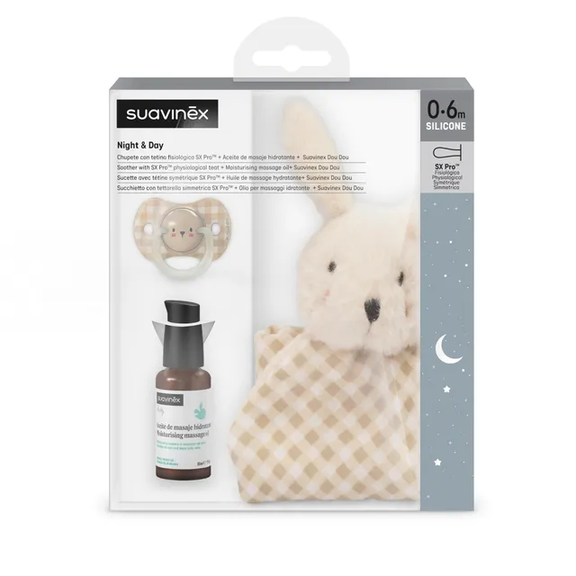 suavinex-canastilla-regalo-beb-reci-n-nacido-night-and-day-doudou-conejito-chupe image 1