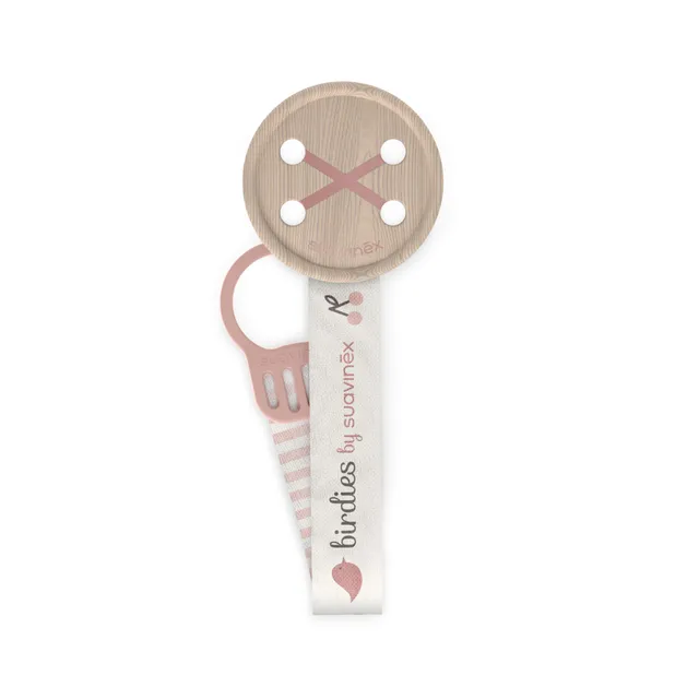 suavinex-chupetero-de-tela-birdies-rosa-cinta-reversible-a-doble-cara-con-clip-y image 1