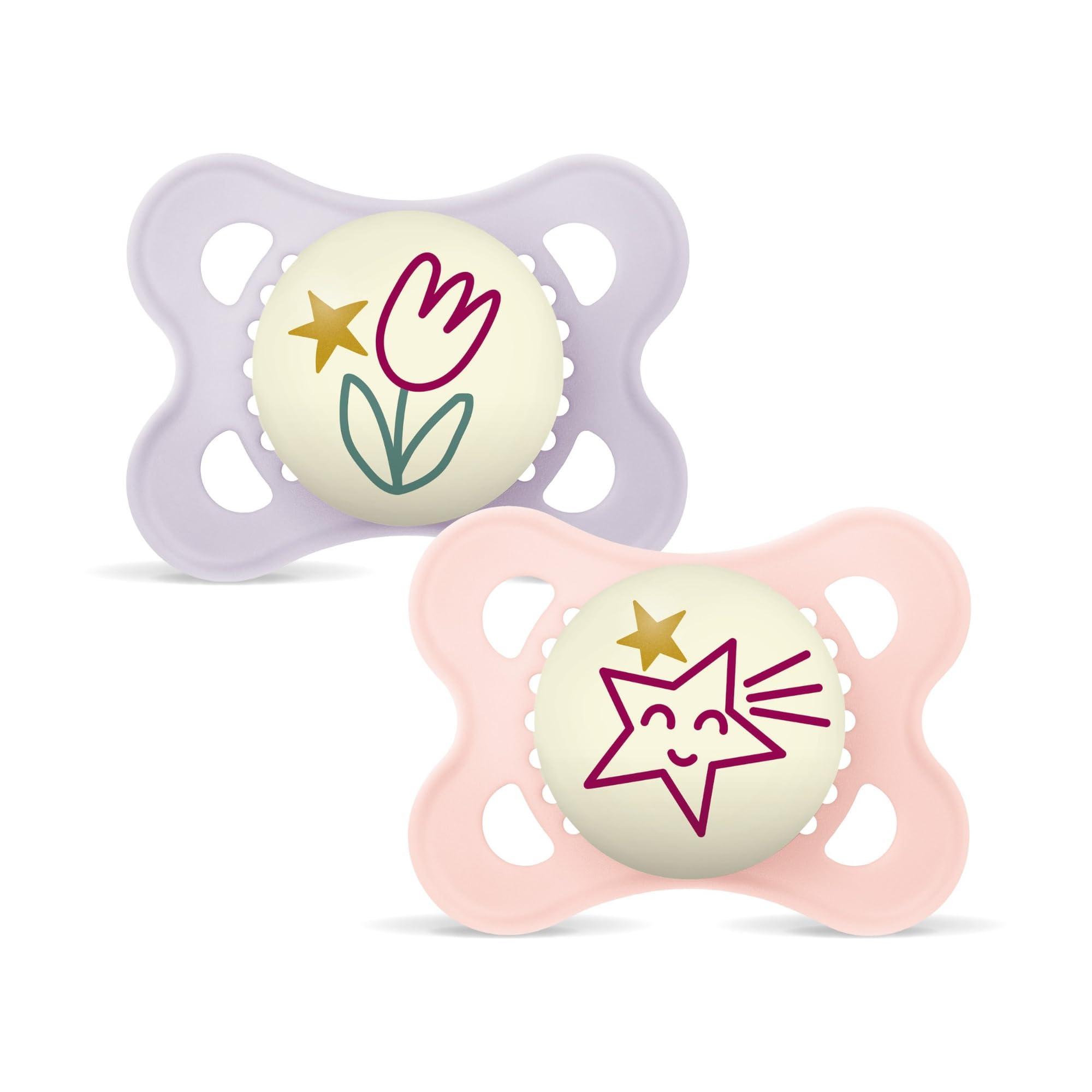 mam-original-night-chupete-2-6-meses-rosa-mate-brilla-en-la-oscuridad-tetina-ski image 1