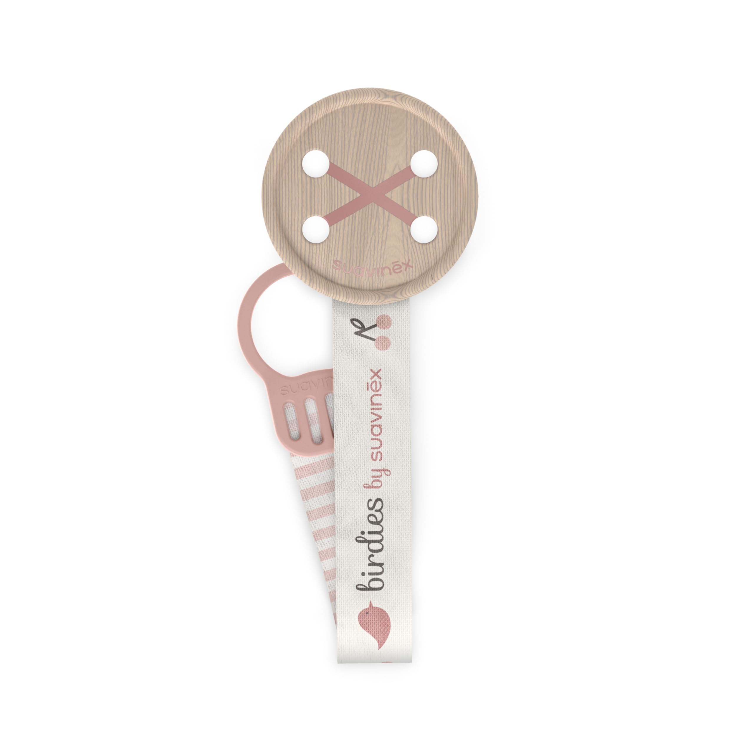 suavinex-chupetero-de-tela-birdies-rosa-cinta-reversible-a-doble-cara-con-clip-y image 1