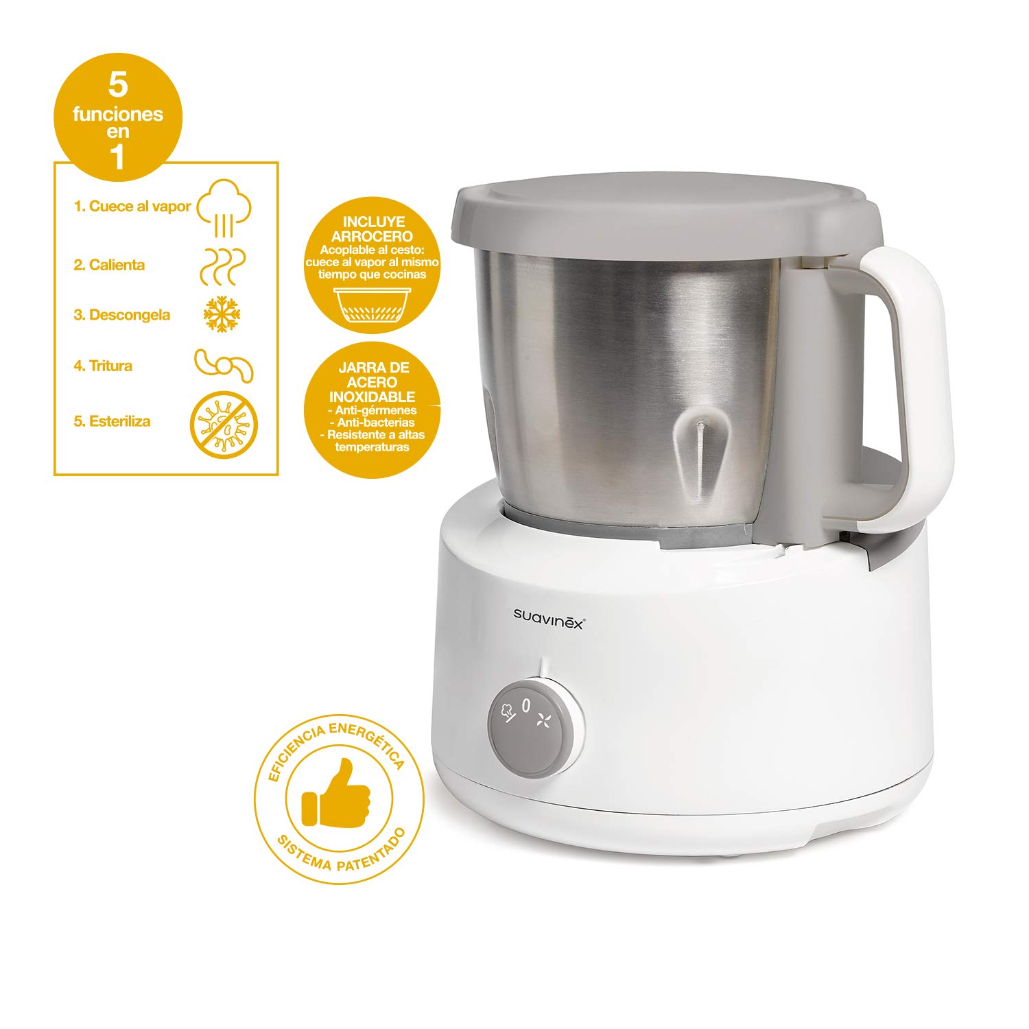 suavinex-robot-de-cocina-baby-i3-5-en-1-cocina-al-vapor-tritura-calienta-descong image 2