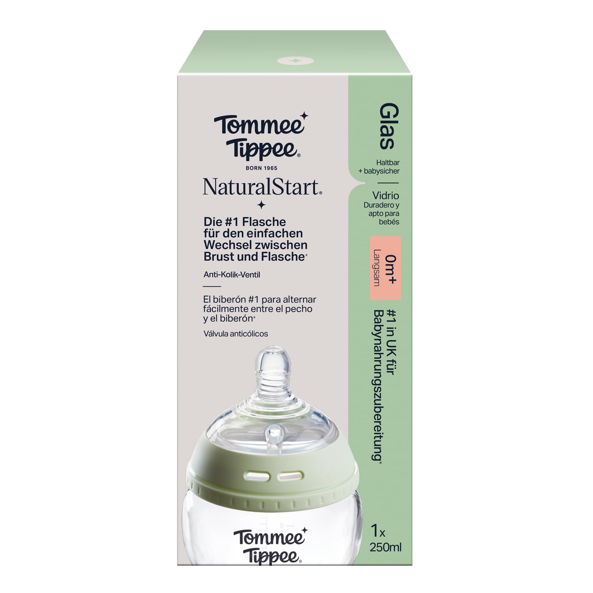 tommee-tippee-biber-n-de-vidrio-antic-licos-natural-start-250-ml-0m-pack-de-1-te image 2
