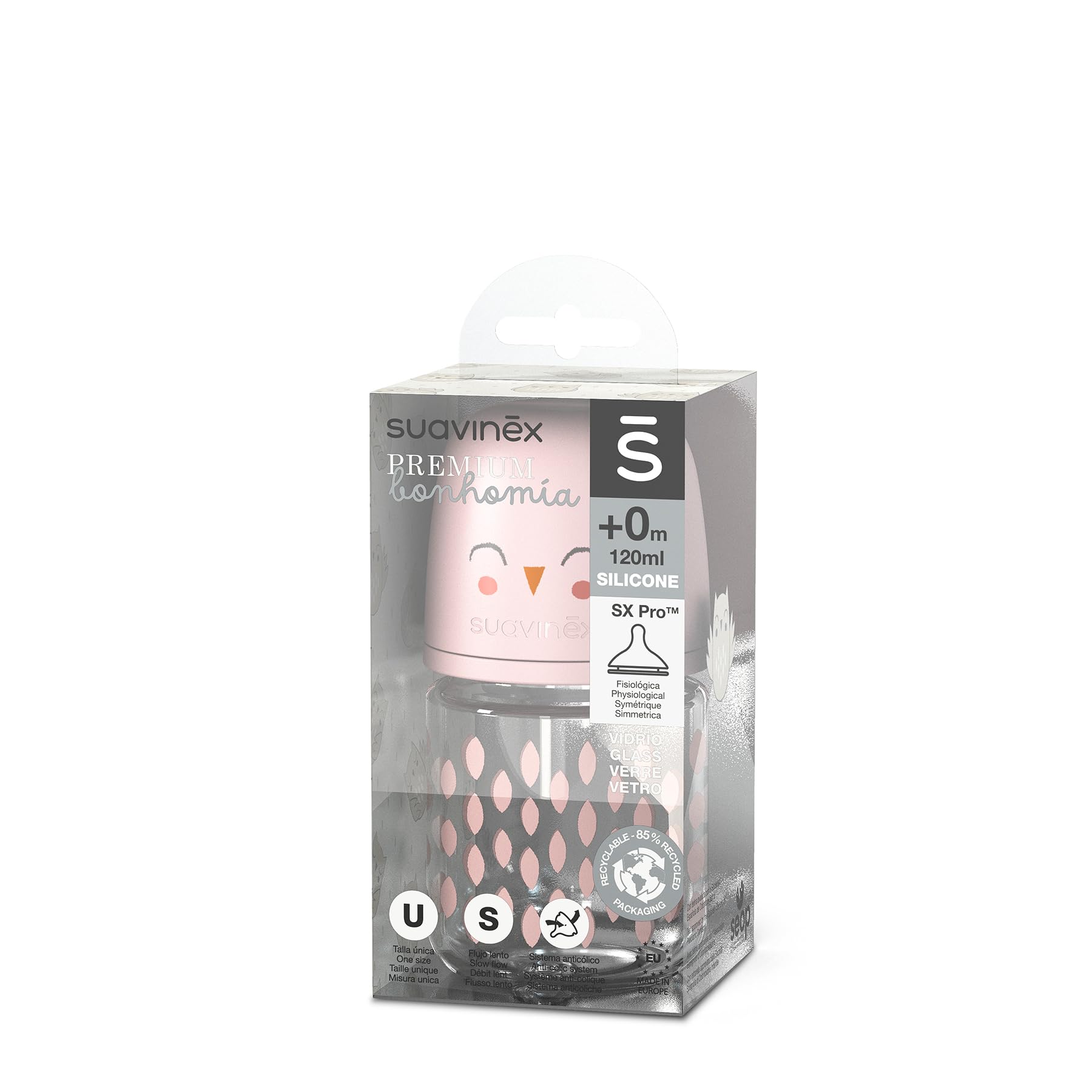 suavinex-bonhomia-rosa-pack-2-biberones-de-vidrio-antic-licos-con-tetina-fisiol- image 2