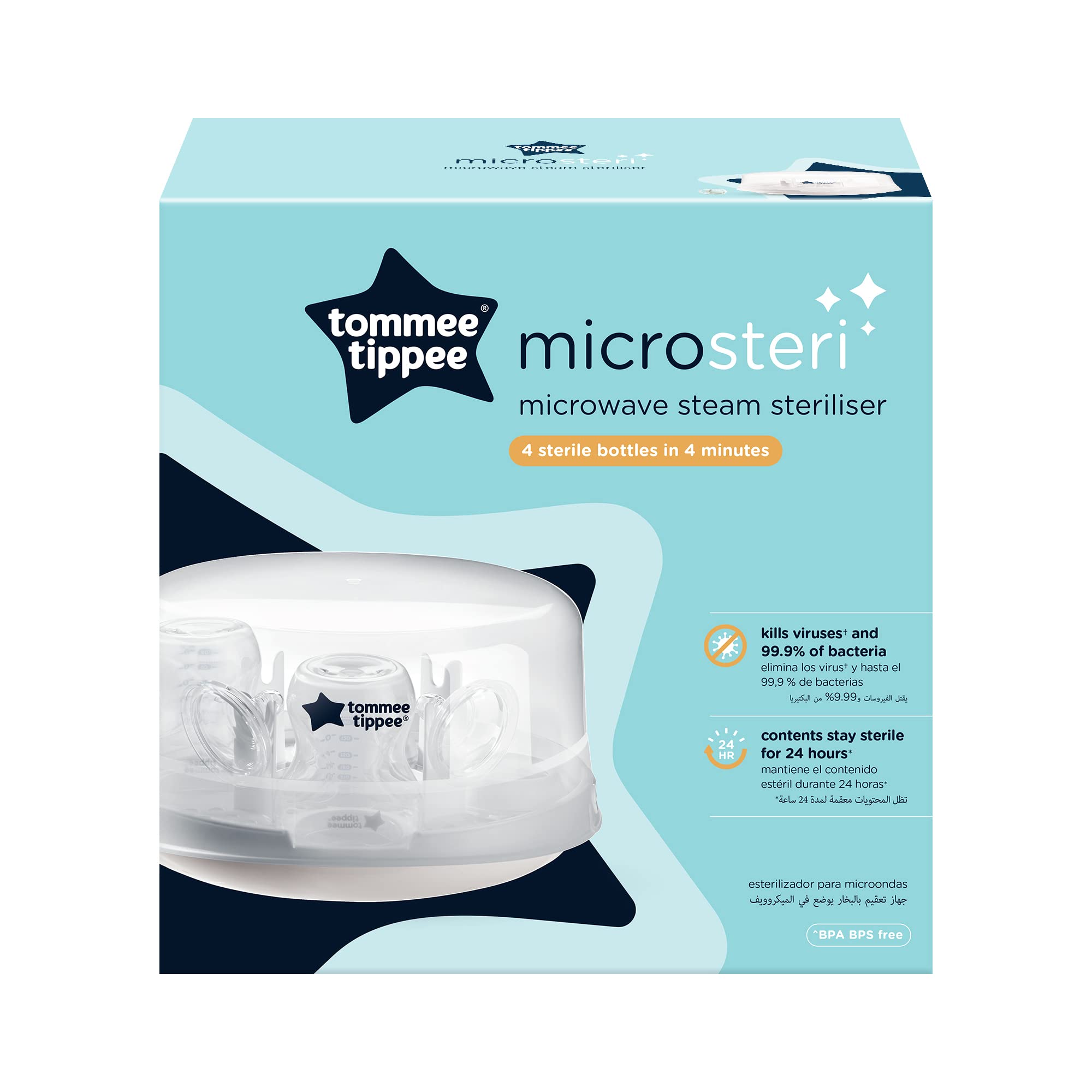 tommee-tippee-esterilizador-de-vapor-para-microondas-4-biberones-en-4-minutos-el image 2