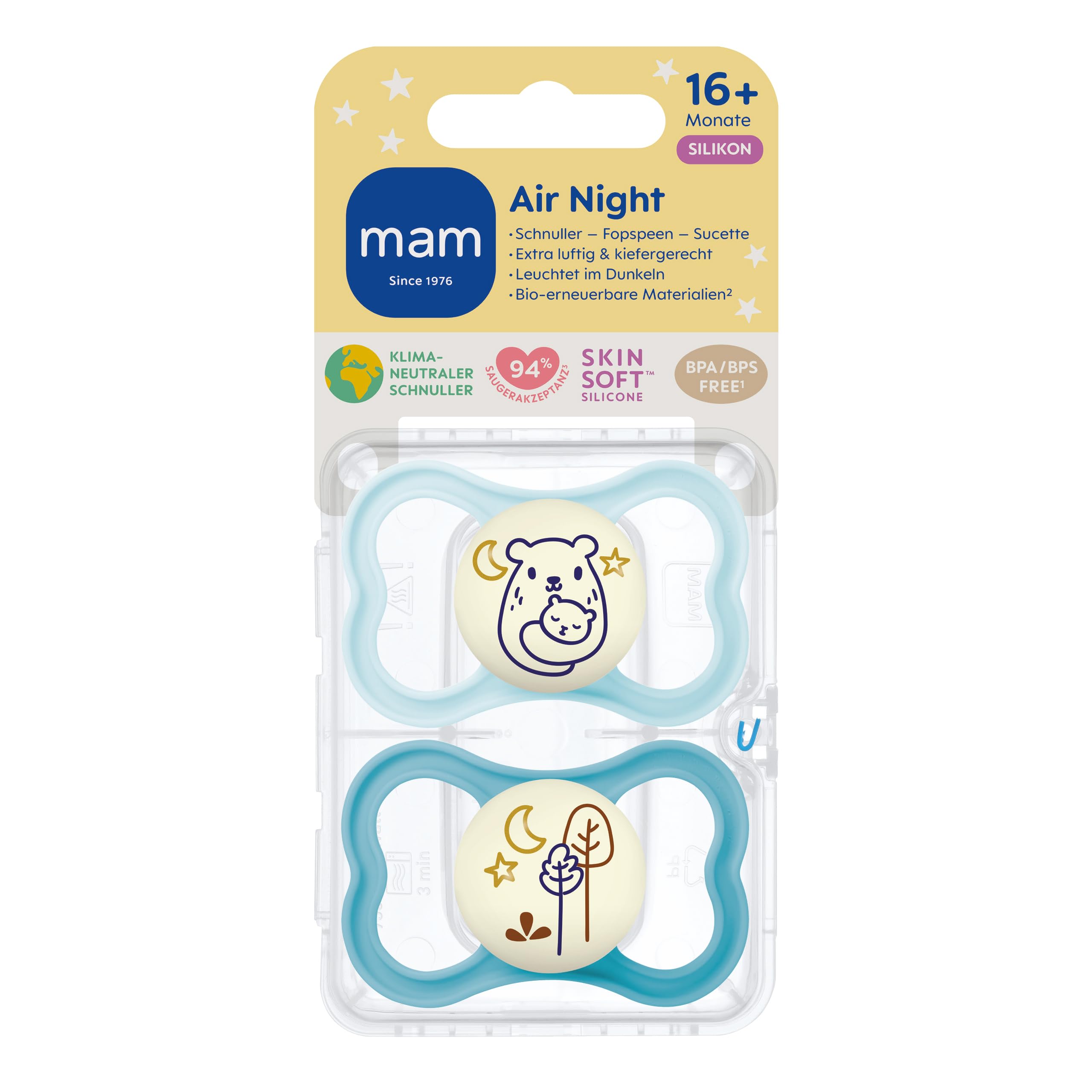 mam-air-night-pack-de-2-chupetes-de-silicona-luminosos-escudo-extra-ligero-y-ven image 2