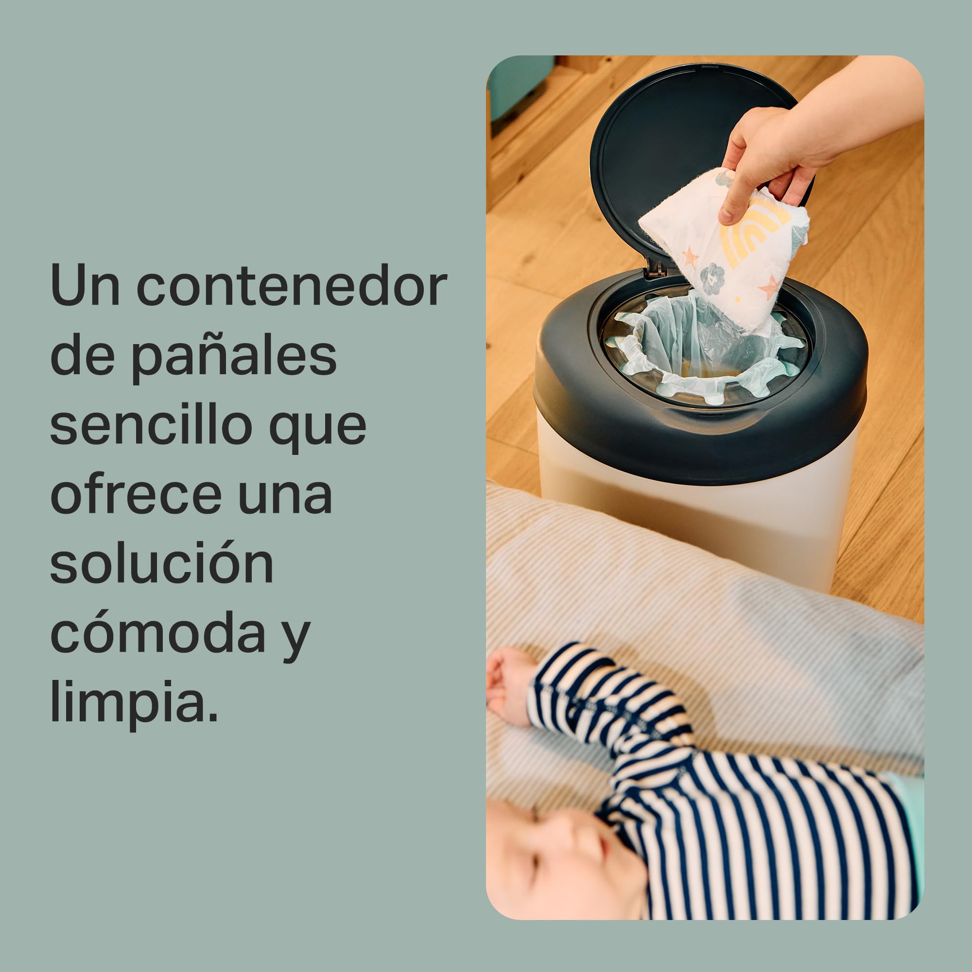 tommee-tippee-simplee-sangenic-contenedor-de-pa-ales-con-cartucho-greenfilm-anti image 3