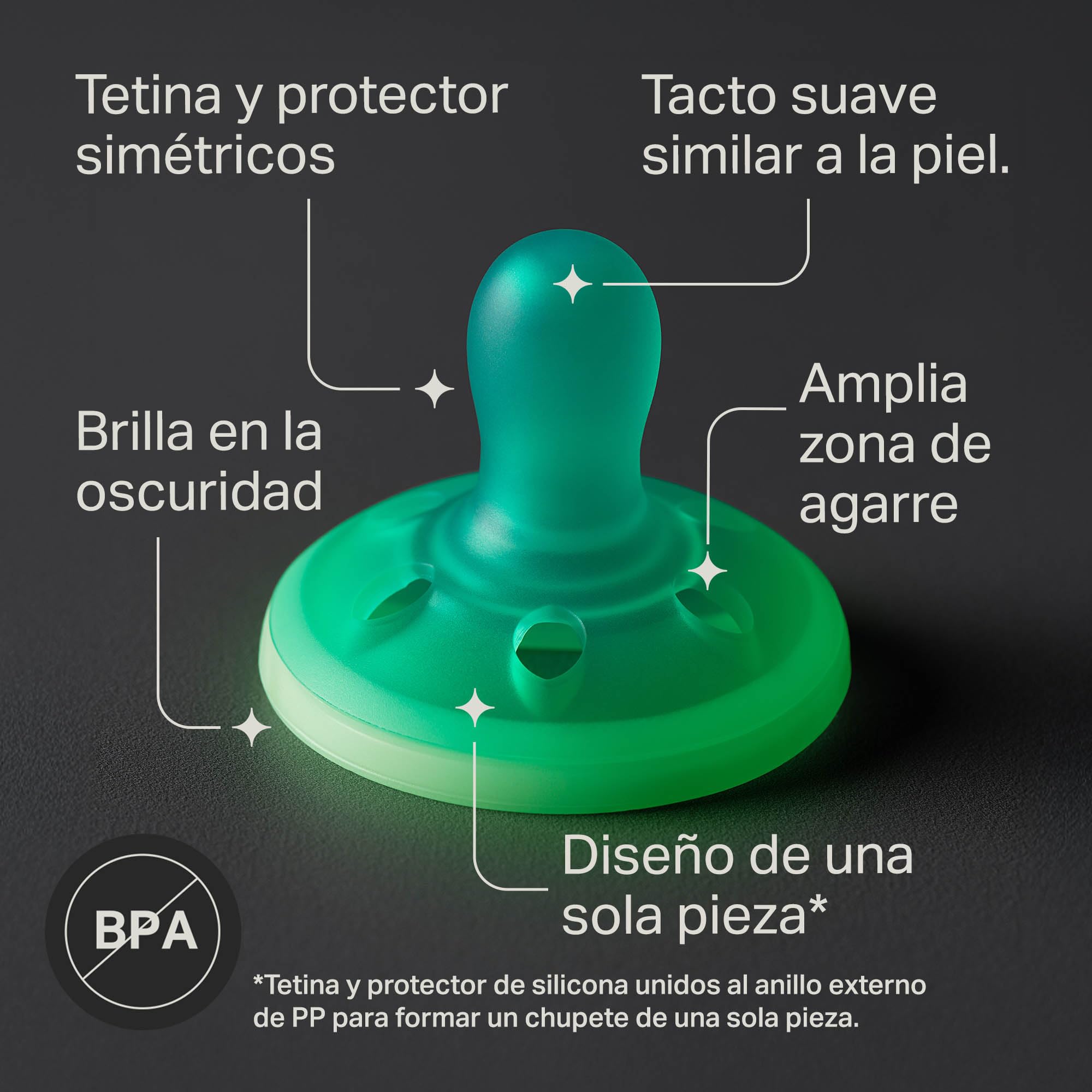 tommee-tippee-chupete-breast-like-night-glow-0-6m-pack-de-4-silicona-de-una-sola image 4