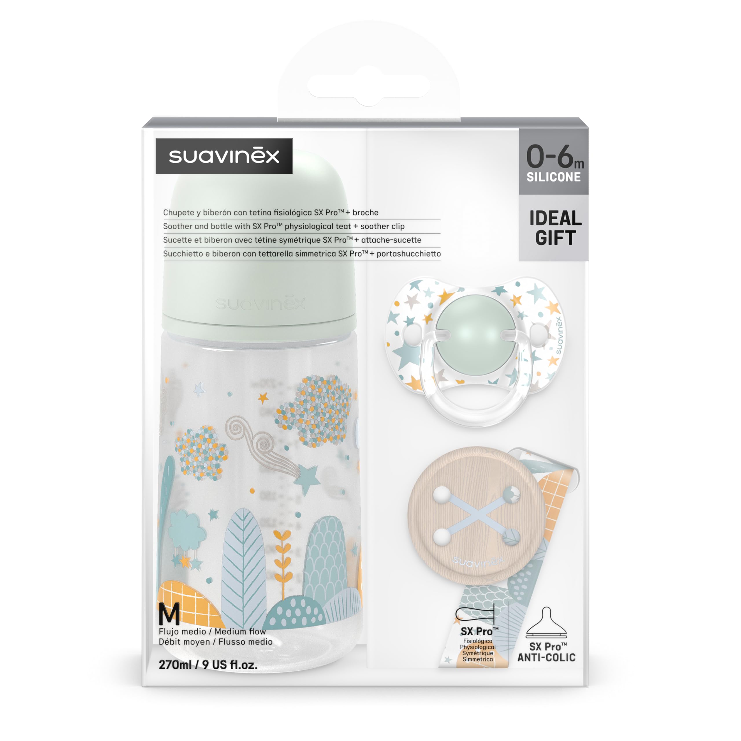 suavinex-pack-regalo-reci-n-nacido-dreams-verde-biber-n-antic-lico-270-ml-flujo- image 2