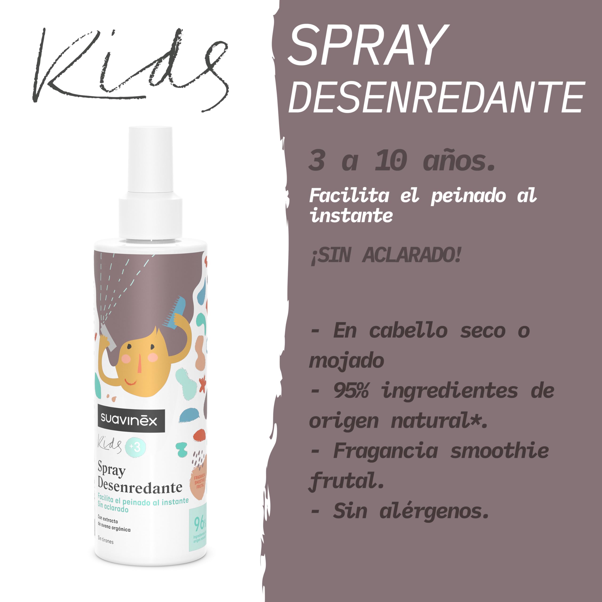 suavinex-spray-desenredante-pelo-sin-aclarado-250-ml-para-ni-os-y-ni-as-de-3-a-1 image 3