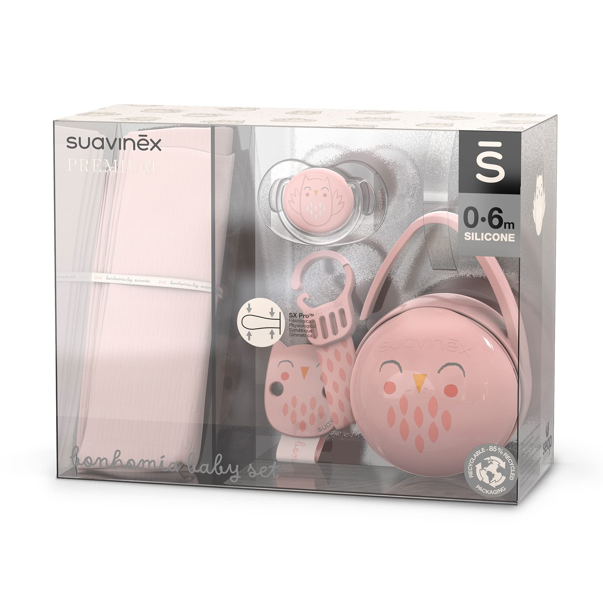 suavinex-set-regalo-reci-n-nacido-bonhomia-rosa-4-piezas-muselina-chupete-sx-pro image 1