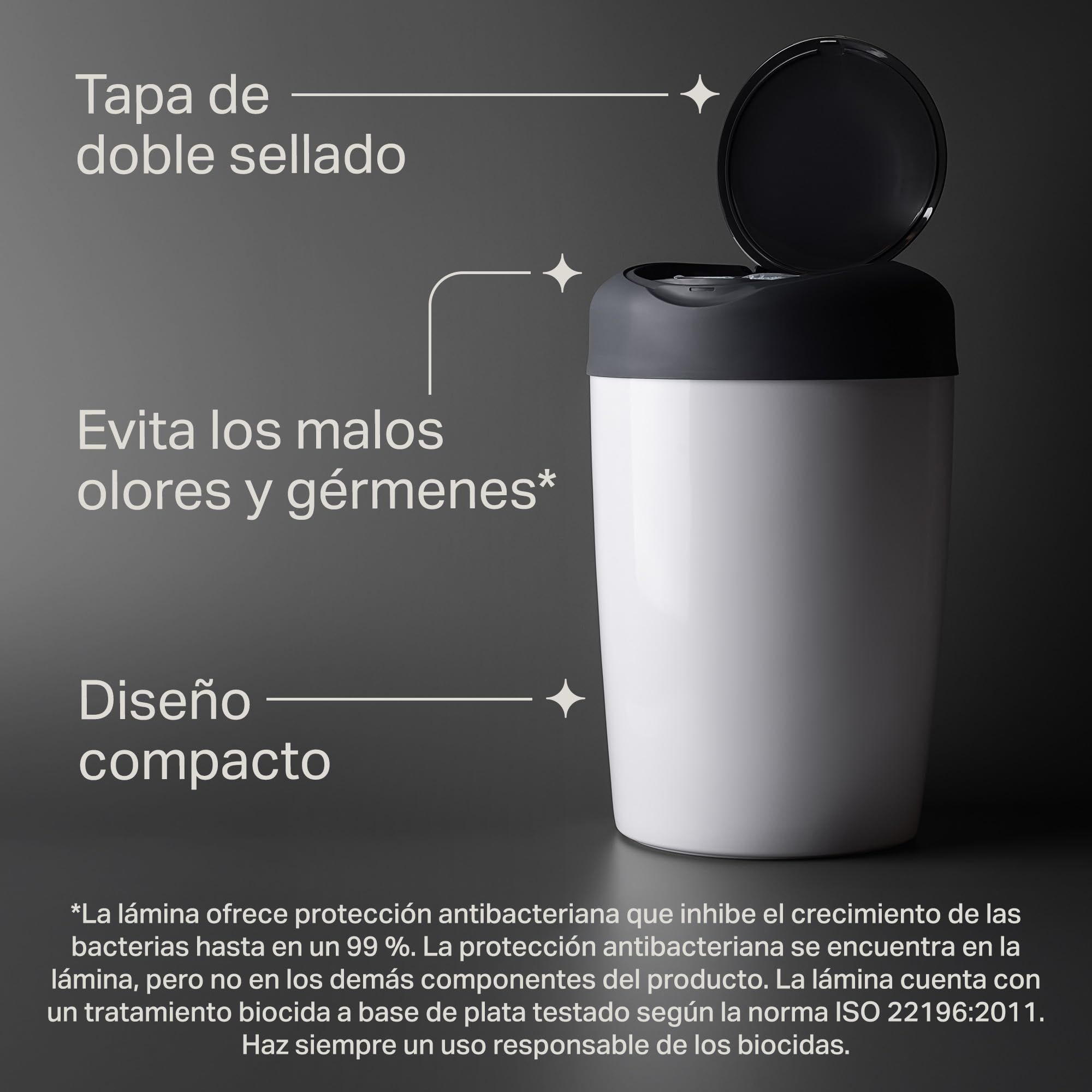 tommee-tippee-simplee-sangenic-contenedor-de-pa-ales-con-cartucho-greenfilm-anti image 4