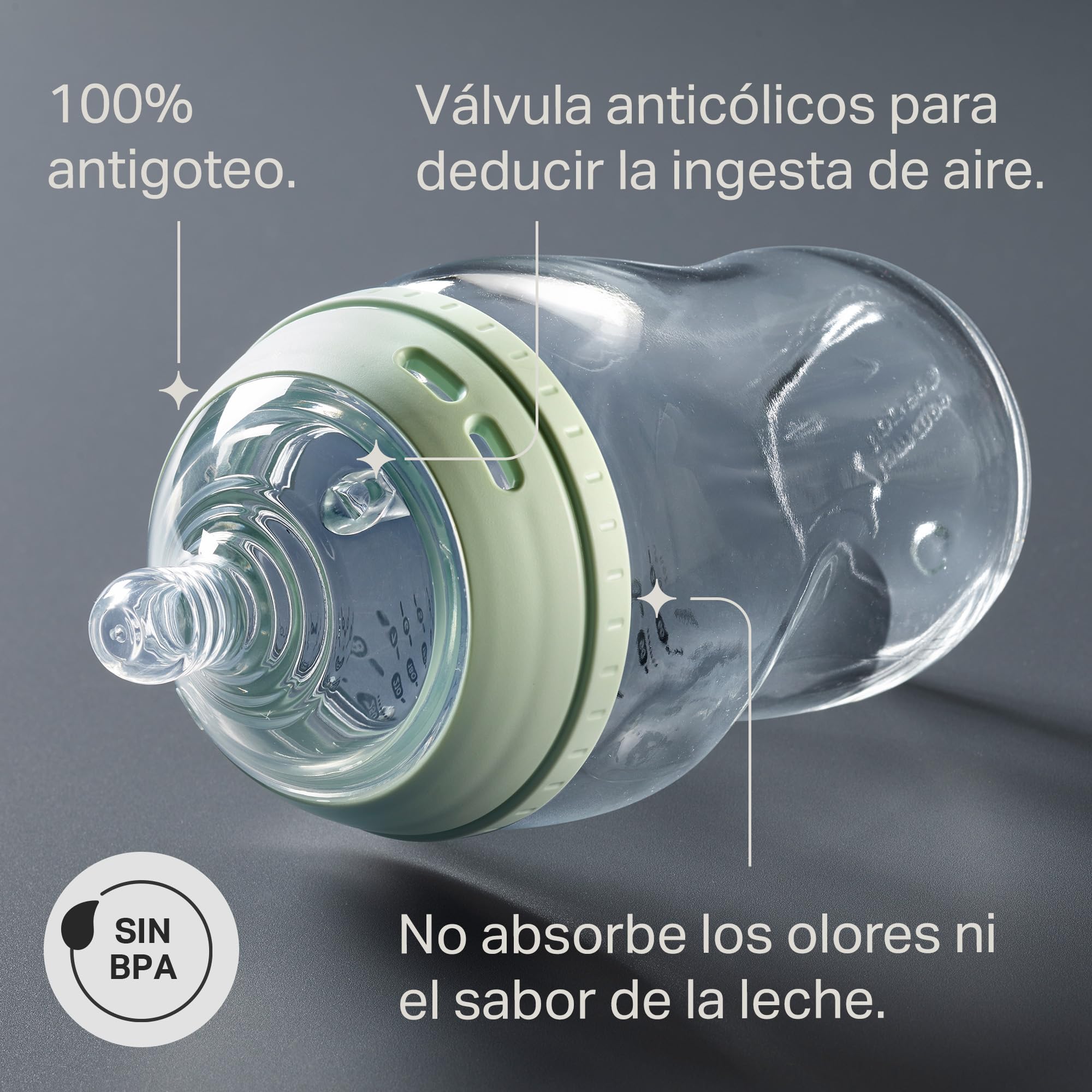 tommee-tippee-biber-n-de-vidrio-antic-licos-natural-start-250-ml-0m-pack-de-1-te image 4