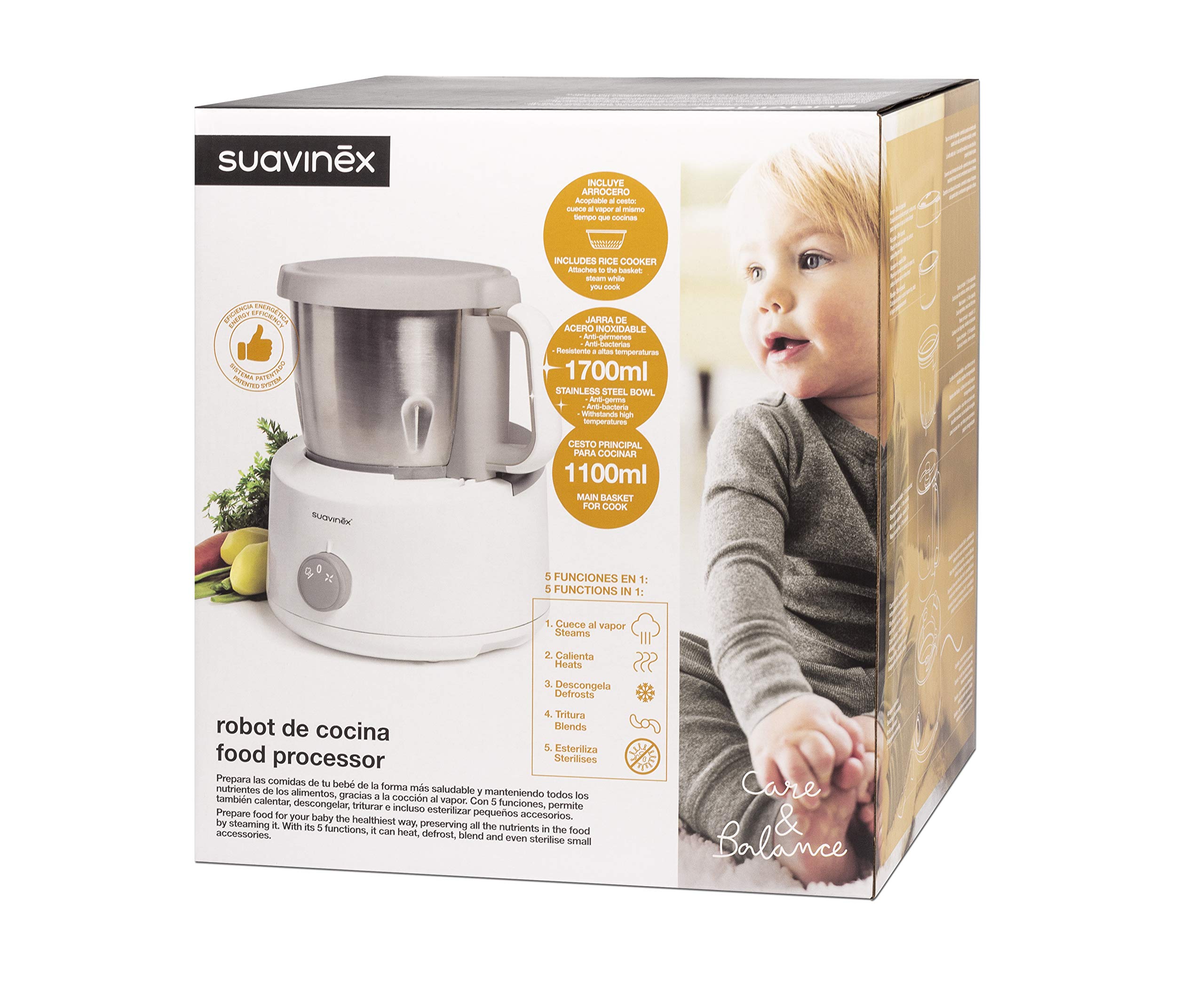 suavinex-robot-de-cocina-baby-i3-5-en-1-cocina-al-vapor-tritura-calienta-descong image 5