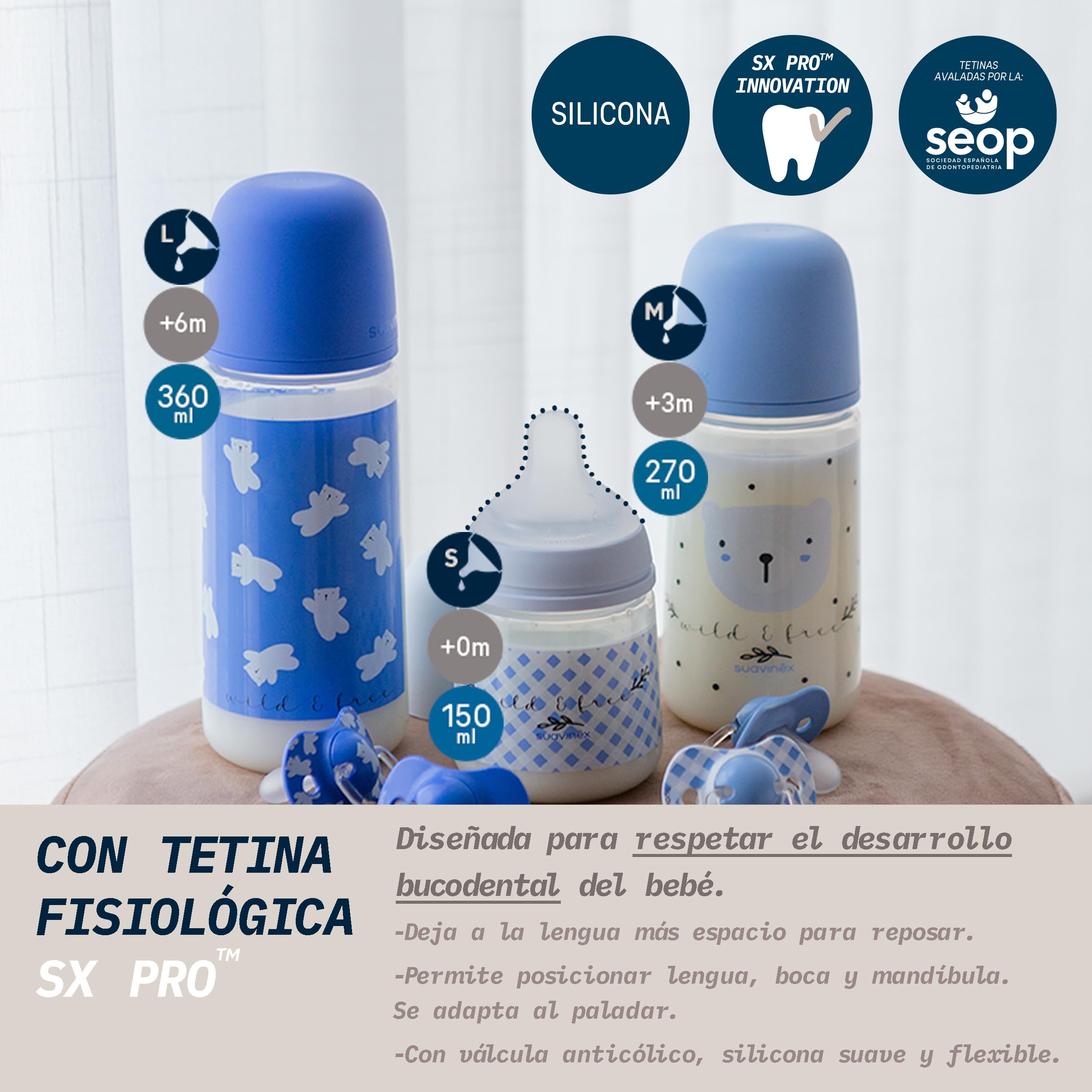 suavinex-biber-n-150-ml-con-tetina-fisiol-gica-sx-pro-antic-lico-flujo-lento-s-s image 3